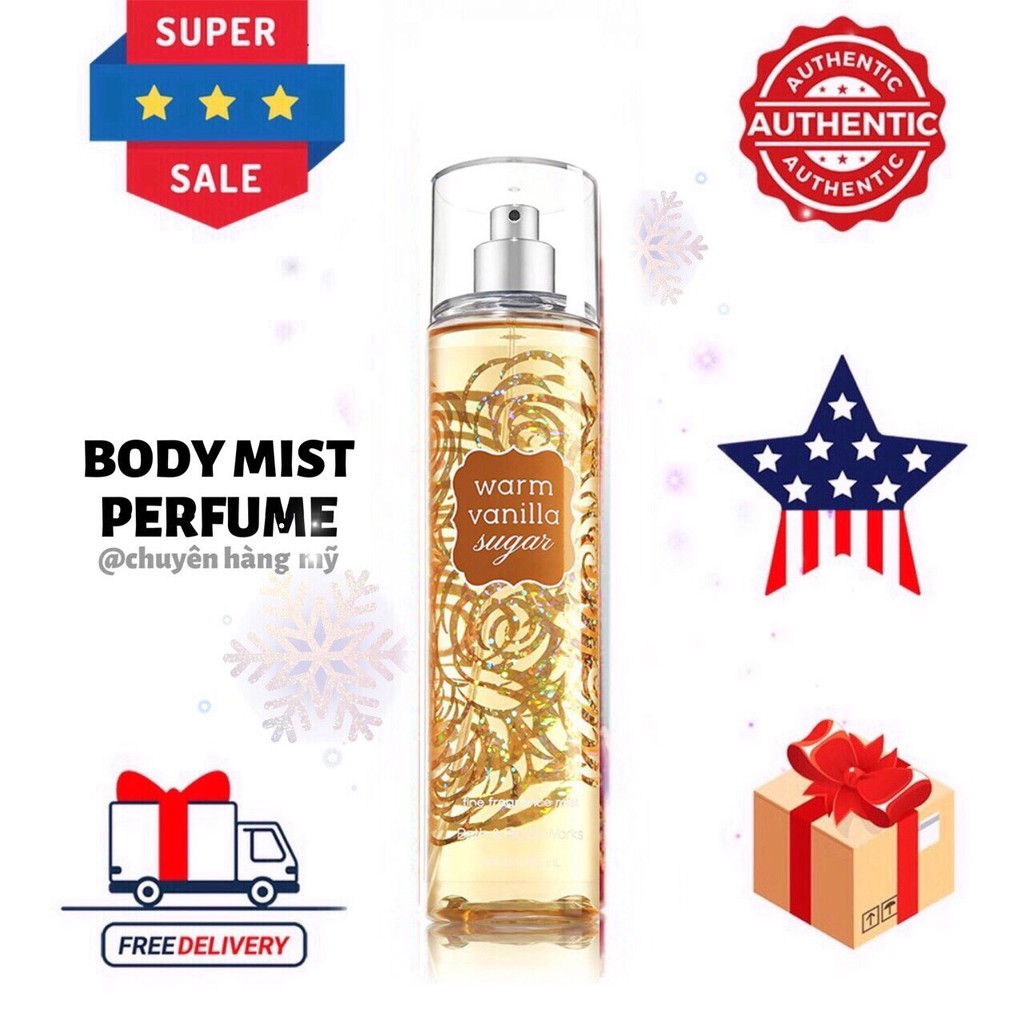 𝗕𝗢𝗗𝗬𝗠𝗜𝗦𝗧𝗣𝗘𝗥𝗙𝗨𝗠𝗘⚜️Xịt thơm Bath & Body Works Fine Fragrance Mist hương Warm Vanilla Sugar 236ml