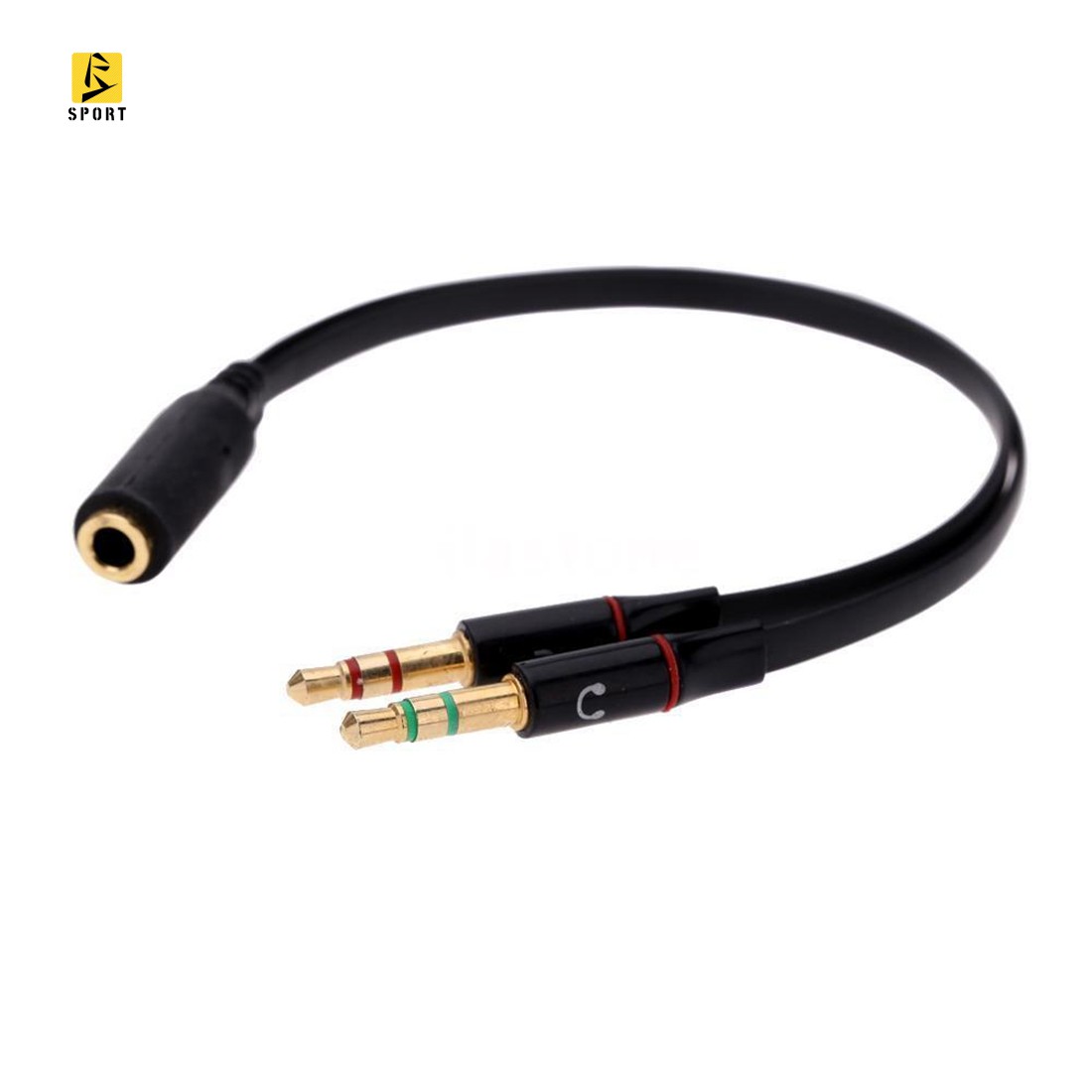 Black 3.5mm Y Splitter 2 Jack Male to 1 Female Headphone Mic Audio Adapter DI3K