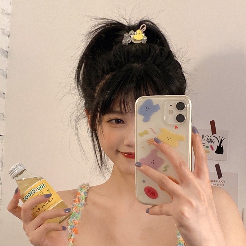 Vòng tay kèm dây buộc tóc co dãn Peachy hình cherry con vịt hoa tulip nhiều màu sắc dành cho nữ