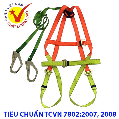 Dây an toàn toàn thân 1 móc và 2 móc sắt, dây an toàn lao động làm việc trên cao