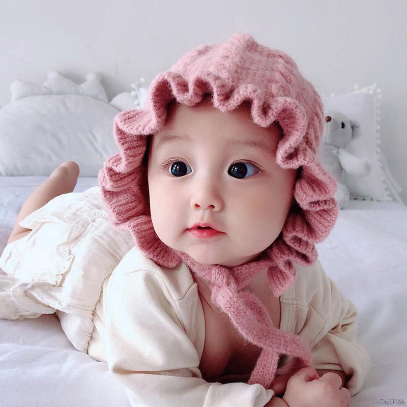 Mũ len giữ ấm nhiều màu sắc đáng yêu cho bé gái