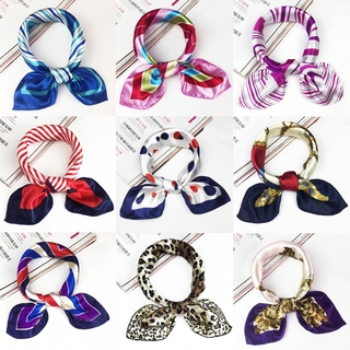 Khăn quàng cổ hình vuông bằng lụa satin 12 kiểu in họa tiết phong cách Hàn Quốc cho nữ