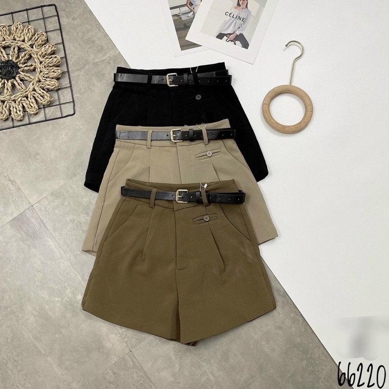 Quần  short vải kèm đai