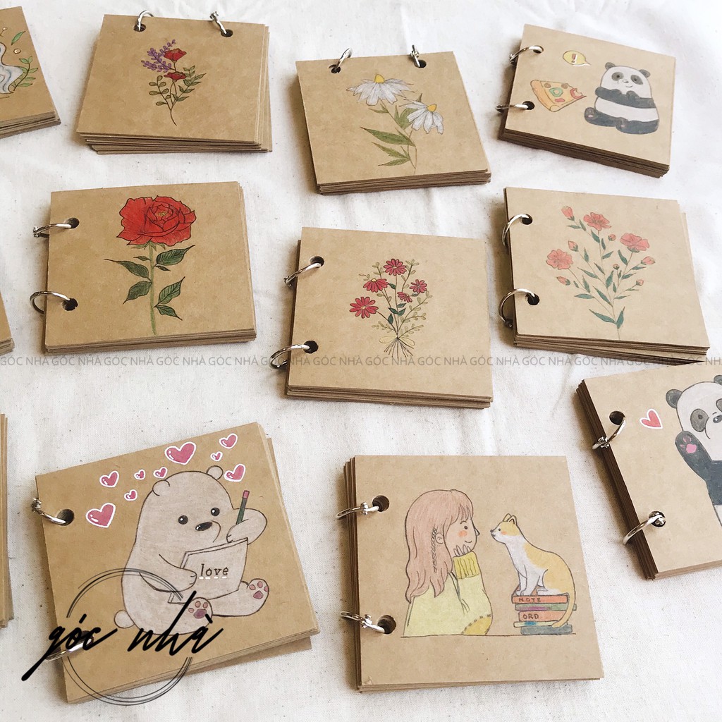 [Mã SKAMLTSM9 giảm 10% đơn 99K] Sổ scrapbook album mini bìa vẽ tay dán hình ảnh handmade xinh xắn Góc Nhà gocnha