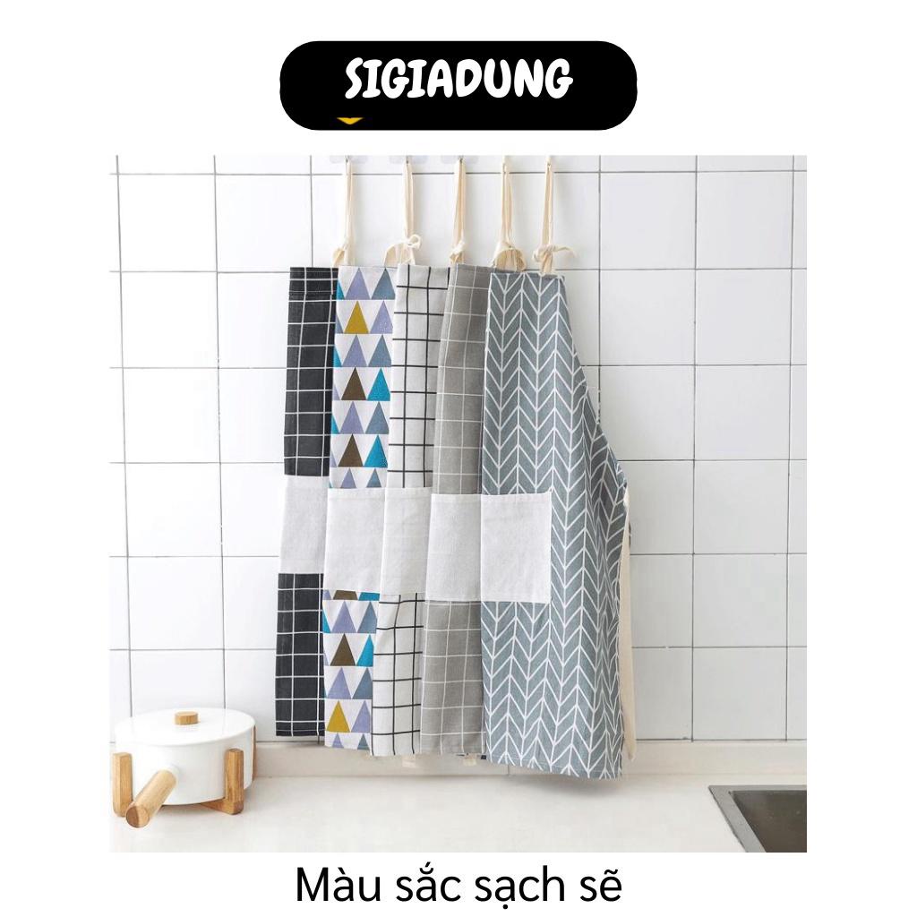 [SGD] Tạp Dề - Tạp Dề Nấu Ăn Bằng Vải Họa Tiết Caro, Tam Giác Kháng Nước Cho Bà Nội Trợ 7816