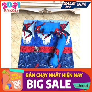 Xả kho Bộ chăn gối cho bé set 5 món mẫu người nhện bé