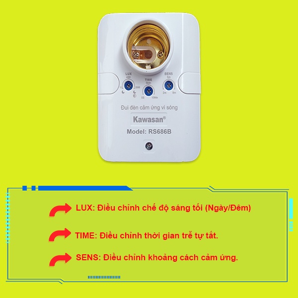 Đui đèn cảm ứng vi sóng Kawasan RS686B