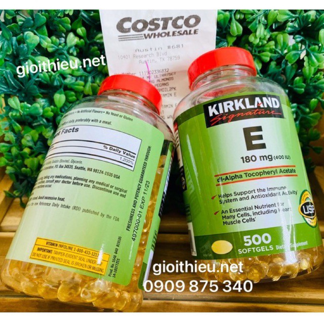 Vitamin E 400 IU 500 Viên Kirkland Của Mỹ [ĐỦ BILL MỸ]