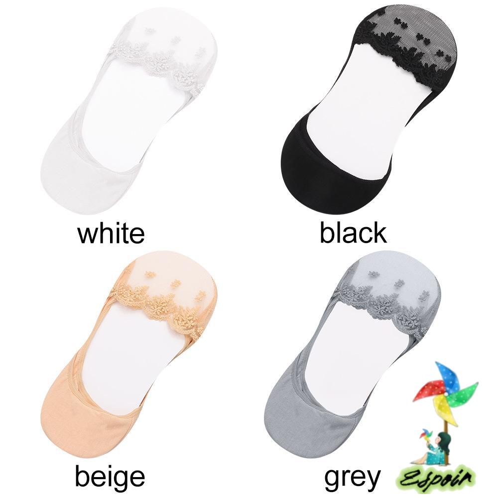 1 Đôi Vớ Ren Mềm Cổ Thấp Trong Suốt Chống Trượt Cho Nữ