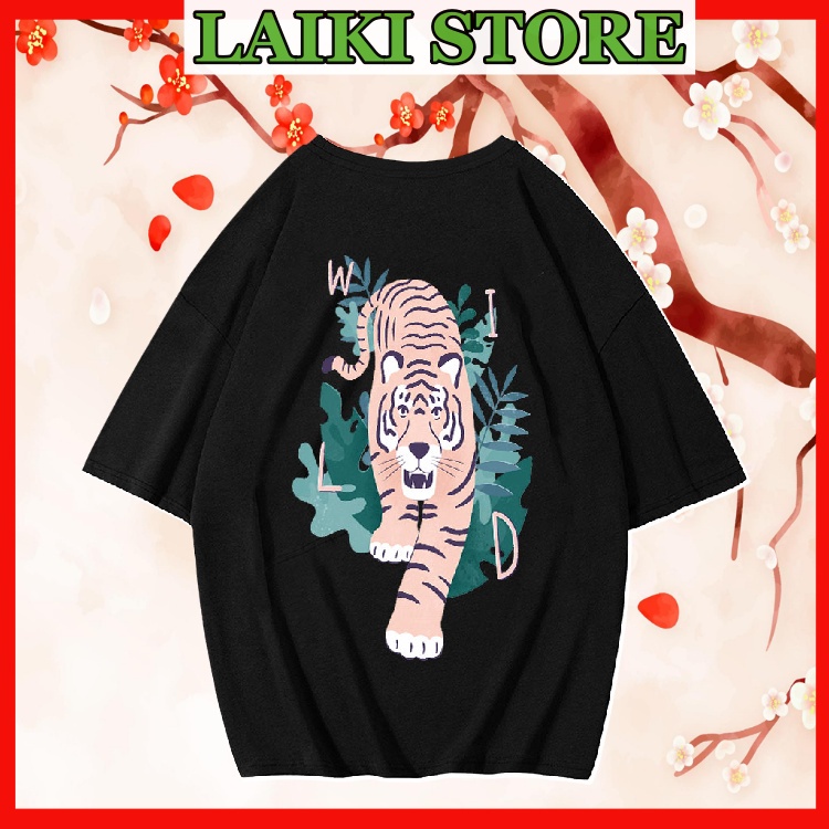 Áo phông giấu quần hàng đẹp độc chất Áo phông dáng unisex kiểu basic thấm hút mồ hôi hổ nhâm dần hot trend TIG202112110