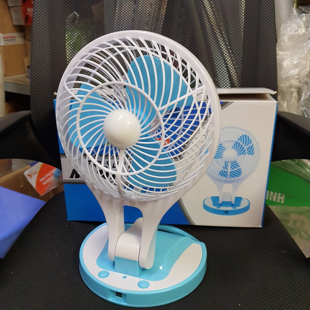 QUẠT SẠC ĐỂ BÀN KÈM ĐÈN LED SIÊU SÁNG GẤP GỌN - QUẠT TÍCH ĐIỆN MINI FAN