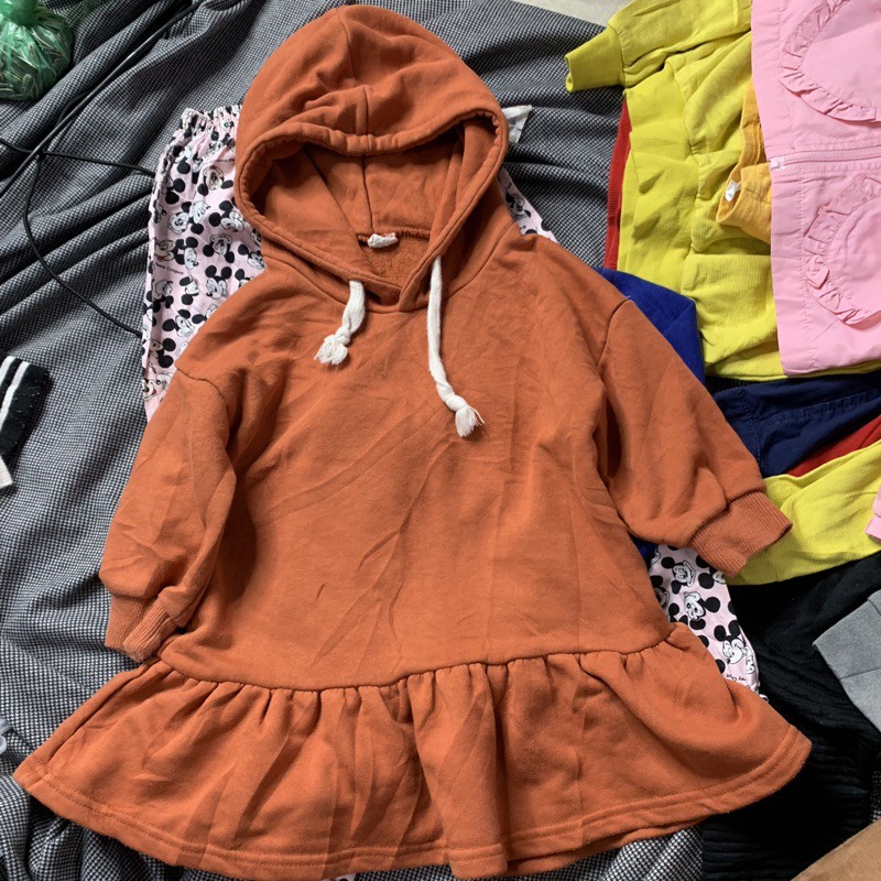 đầm hoodie cam