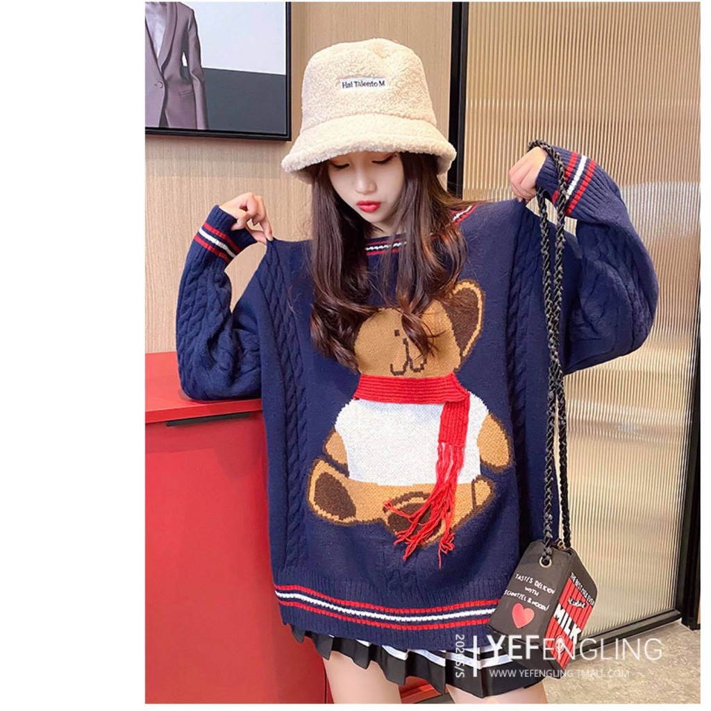 Áo len nữ quảng châu họa tiết