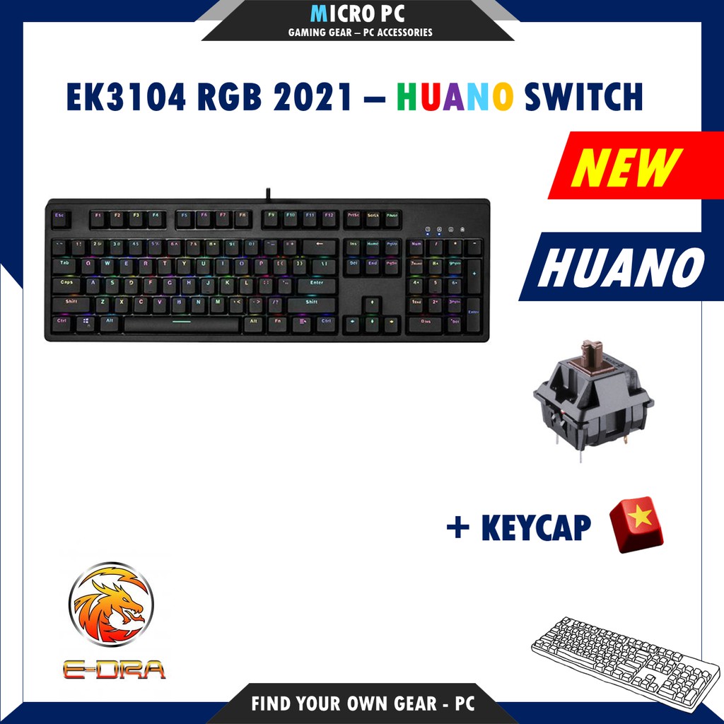 Bàn Phím Cơ Gaming🎮FREESHIP🎮 E-DRA EK3104 RGB 2021 (Huano Switch/Type C/Cherry Stab) - Hàng chính hãng BH 24 tháng | BigBuy360 - bigbuy360.vn