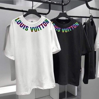 Áo thun cotton in chữ L.V phản quang hai màu trắng đen (kèm ảnh thật) [FREESHIP] Áo phông nam nữ đẹp nhất