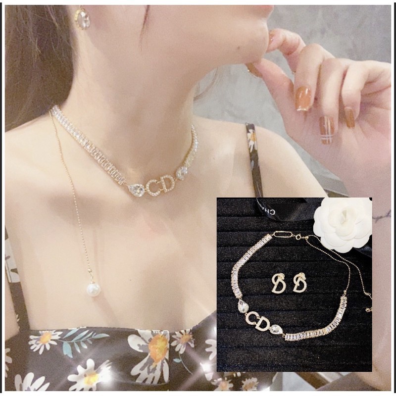 Chocker CD vòng cổ CD ngọc Đính Đá Thời Trang Cao Cấp sang chảnh ,phụ kiện trang sức - Hari Korea Accessories