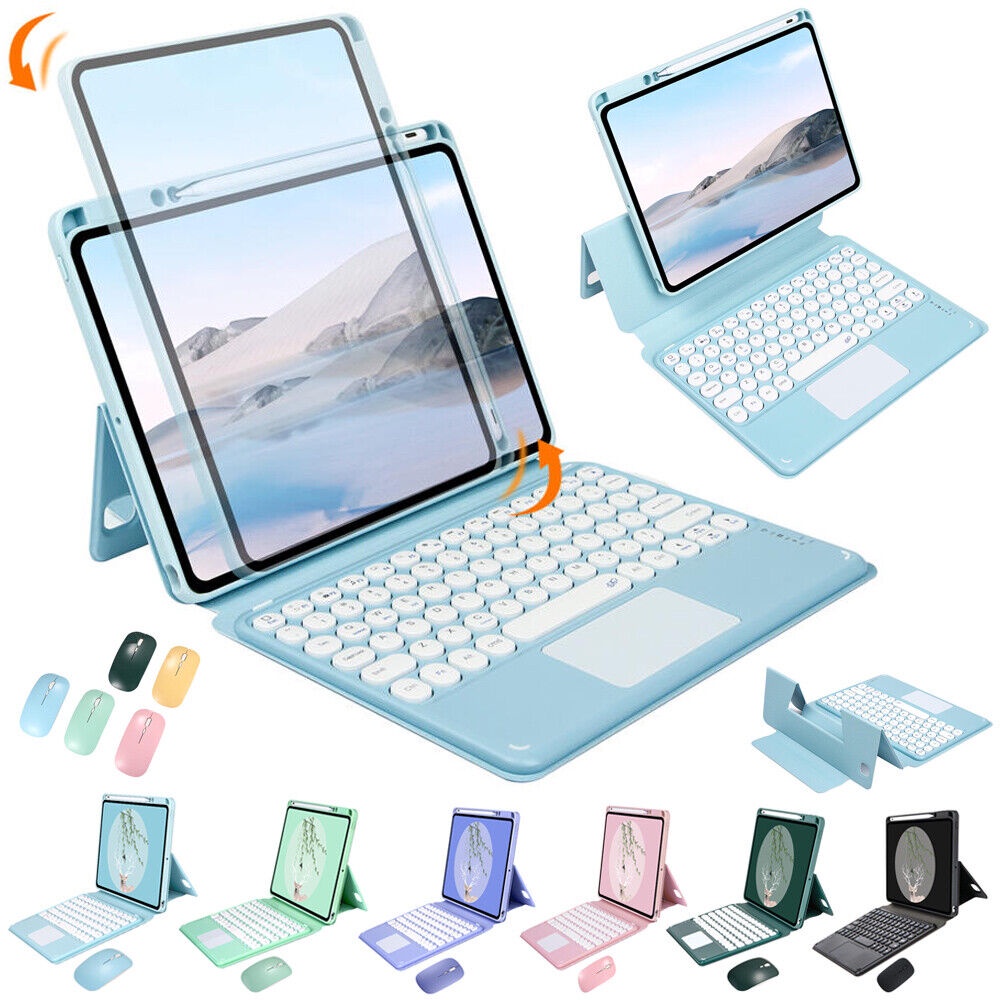 Bao Da PU Máy Tính Bảng Có Bàn Phím Không Dây Và Chuột Cho iPad Air 10.9" 4th 5th Gen 2021 2020