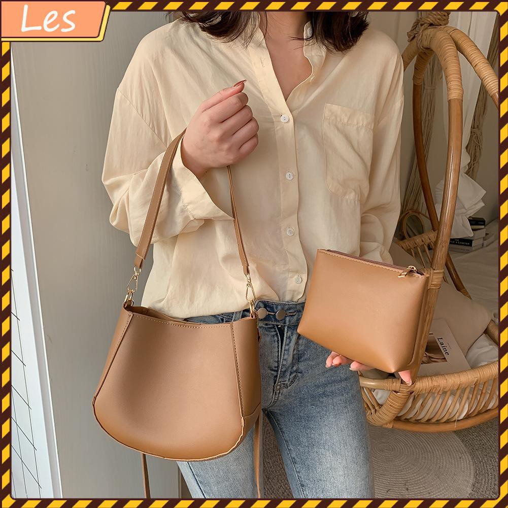 Túi Da Đeo Chéo Màu Trơn Thời Trang Cho Nữ