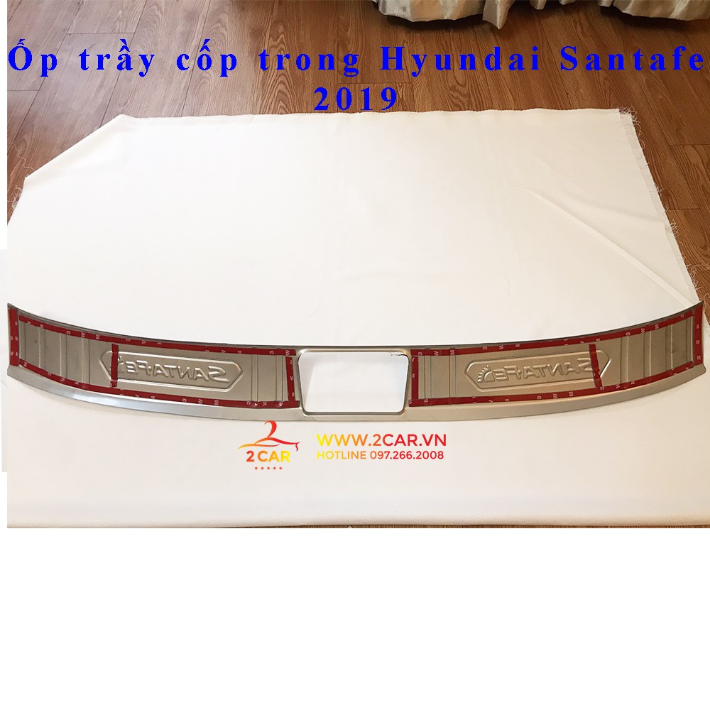 Bộ ốp chống trầy cốp trong + ngoài xe Hyundai Santafe 2018-2019 Inox