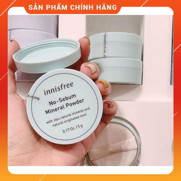 🍁PHẤN PHỦ DẠNG BỘT INNISFREE [Siêu kiềm dầu] + mịn da, giúp nền lâu trôi