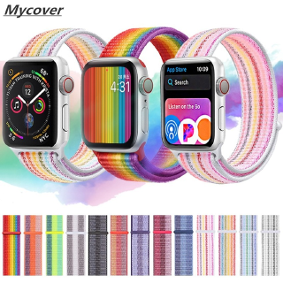 Dây đeo đồng hồ Apple Watch Serise 7 6 SE 5 4 3 2 1 kích thước 44mm 40mm 42mm 38mm bằng nylon họa tiết cầu vồng