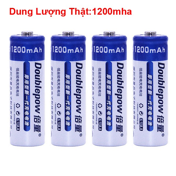 Combo sạc DP-B02 và 4 pin sạc AA Doublepow 1200mAh Cam Kết Dung Lượng Thật