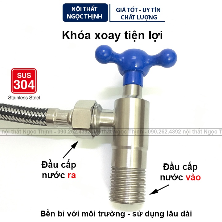 [VAN KHÓA XOAY] Van khóa nước inox sus304 siêu bền khóa xoay tiện lợi 1 nhánh/2 nhánh