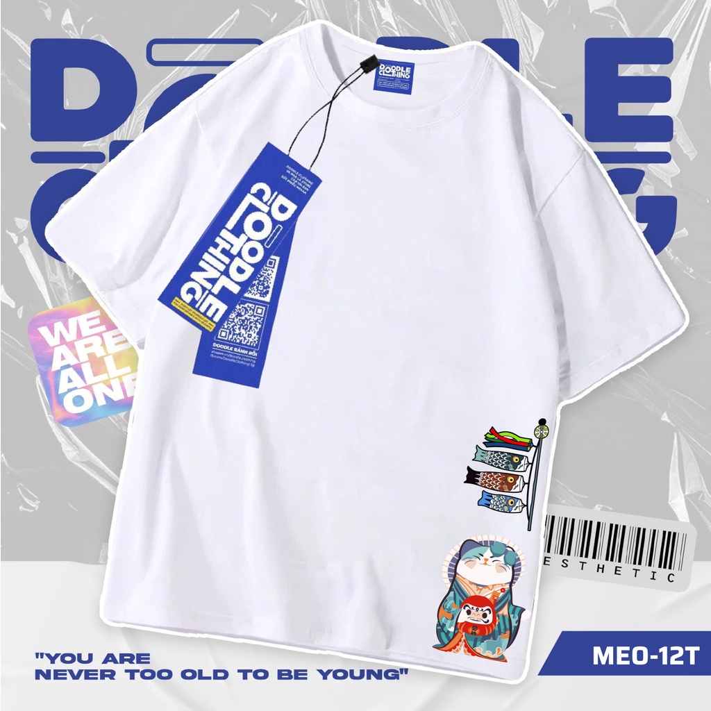 Áo thun nam nữ tay lỡ unisex oversize áo phông form rộng basic tee hình các bé mèo siêu cute
