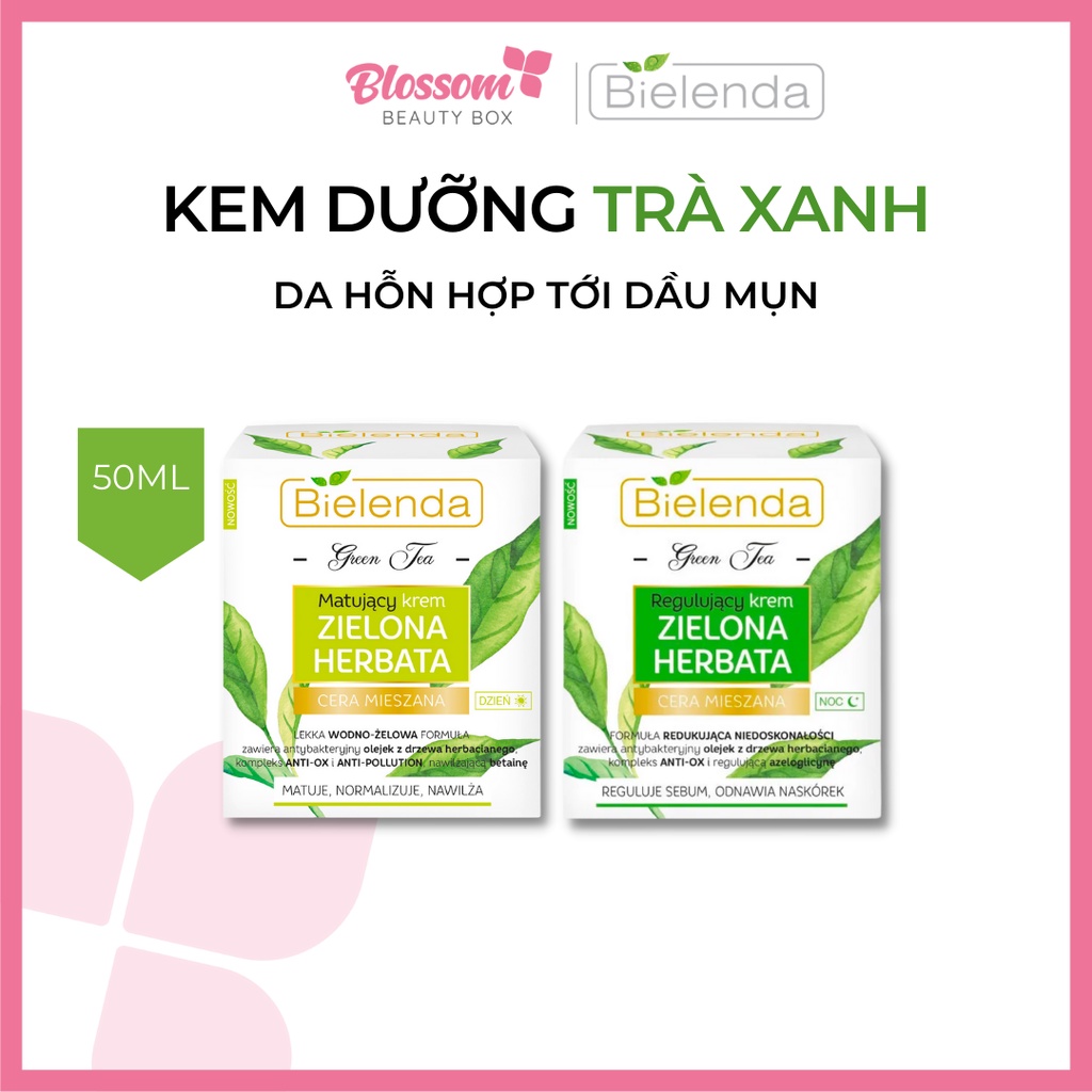 Kem dưỡng trà xanh da dầu mụn Bielenda Green tea