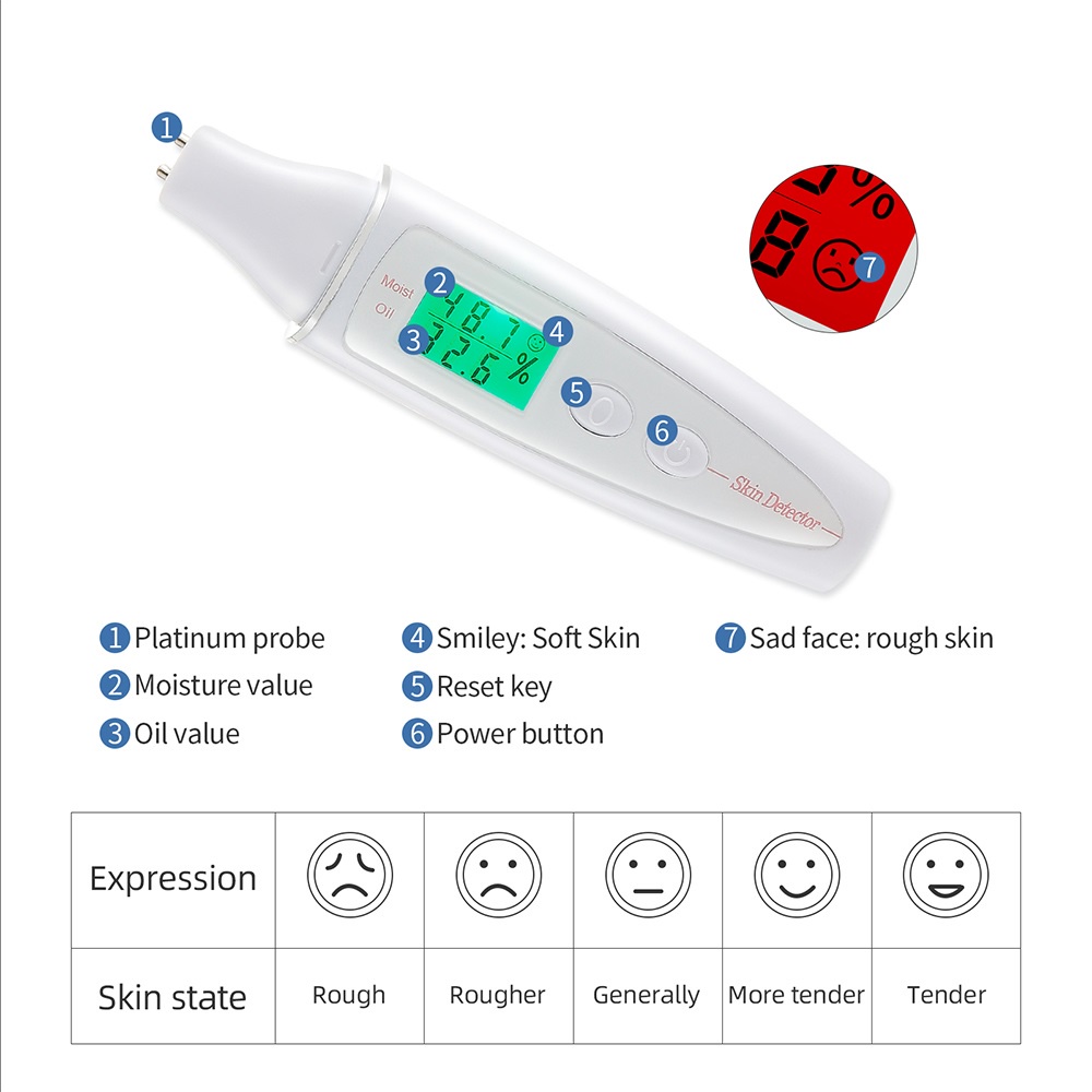 Bút kiểm tra độ ẩm da mặt Foreverlily màn hình LCD kỹ thuật số