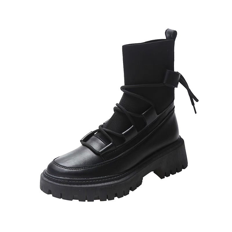 (Hàng có sẵn) Bốt lửng buộc dây cổ len da mềm BIG SIZE 35-42