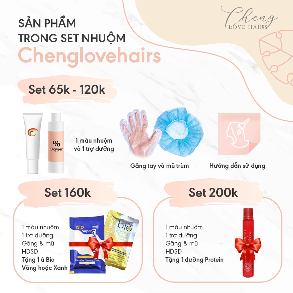 [SIÊU ĐỘC] Thuốc nhuộm tóc màu GOLD ROSE kèm tẩy tóc nhà Chenglovehair, Chenglovehairs