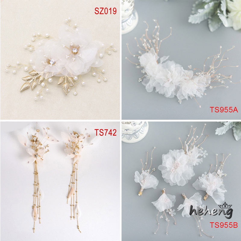 Kẹp Tóc Hợp Kim Đính Hoa Xinh Xắn Cho Cô Dâu