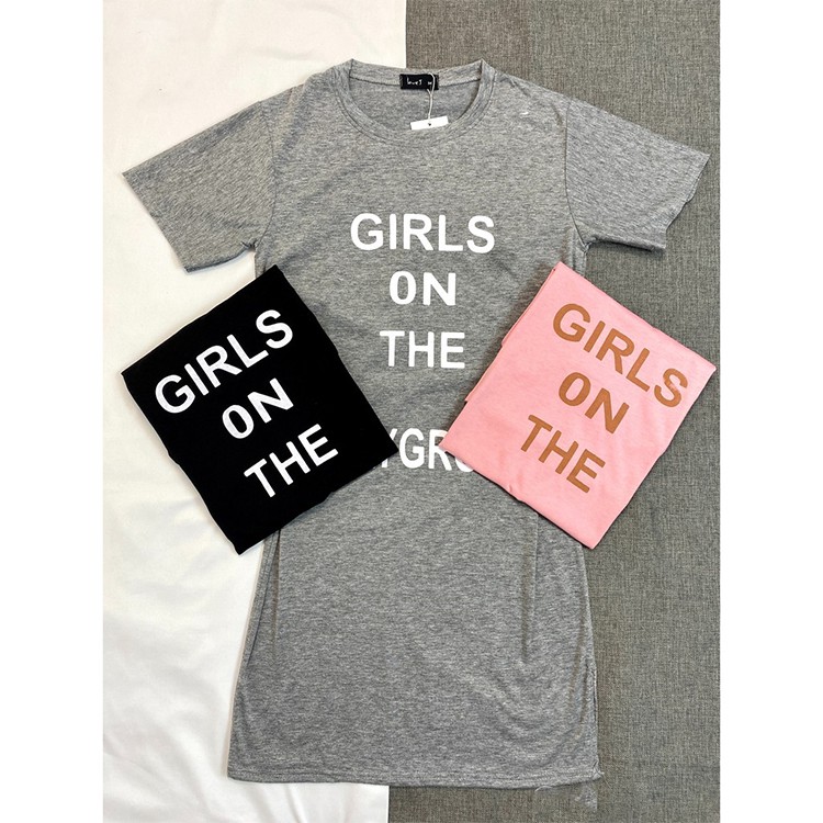 Đầm Dáng Dài , Váy Suông Dài Nữ Họa Tiết In Chữ Girl Chất Thun Cotton Hàng VNXK | BigBuy360 - bigbuy360.vn