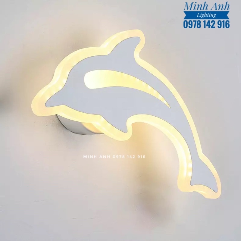 Đèn Vách LED Hình Cá Heo 3 Chế Độ Ánh Sáng Gắn Tường Cầu Thang Hành Lang Phòng Ngủ Phòng Khách Monh Anh