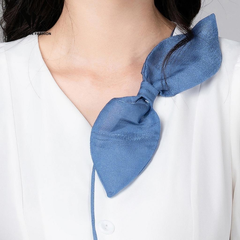 Áo Sơ Mi Nữ Cổ Tim NK Fashion Phối Hoa Dây Ngực Độc Đáo, Kiểu Dáng Điệu Đà Trẻ Trung NKSM2110009