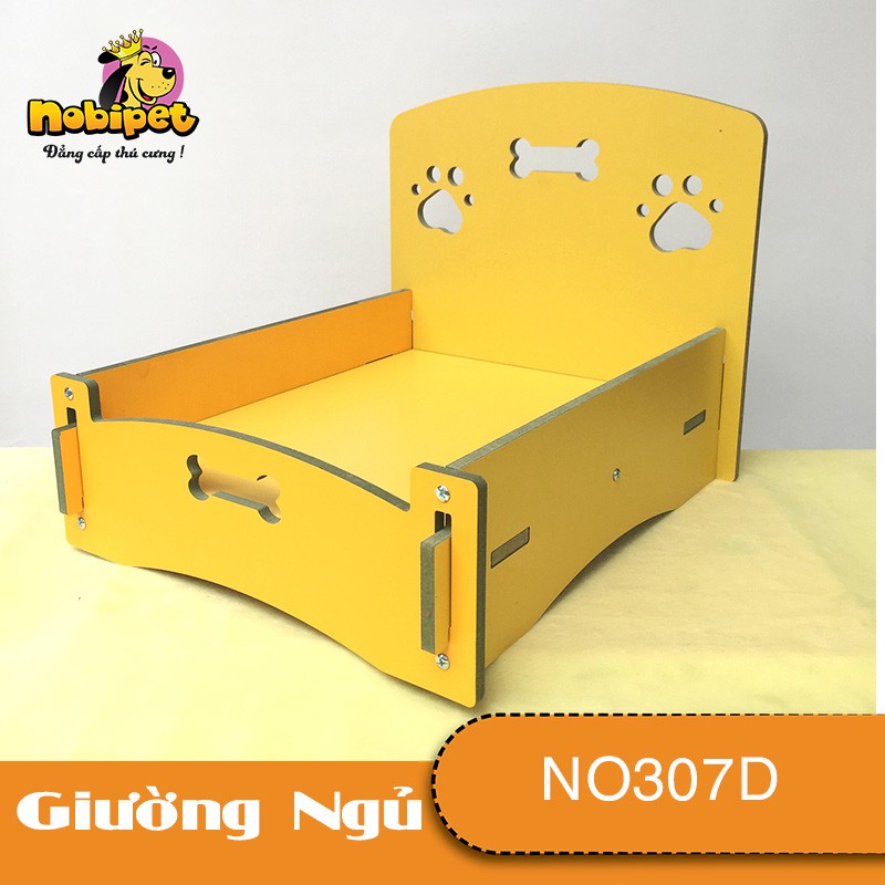 Giường Nằm Gỗ Lắp Ráp Queen Mini Màu Vàng Cho Dòng Chó Mèo Nhỏ