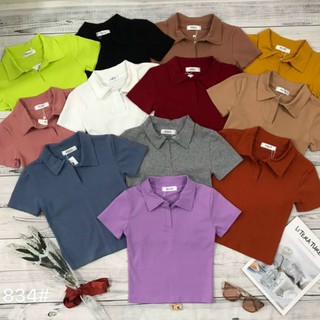 Áo thun cổ bẻ croptop