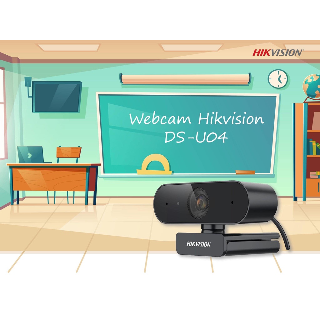Webcam máy tính Hikvision DS-U04 chuyên dụng cho học và làm việc online độ phân giải lên đến 2K, tích hợp micro thu âm