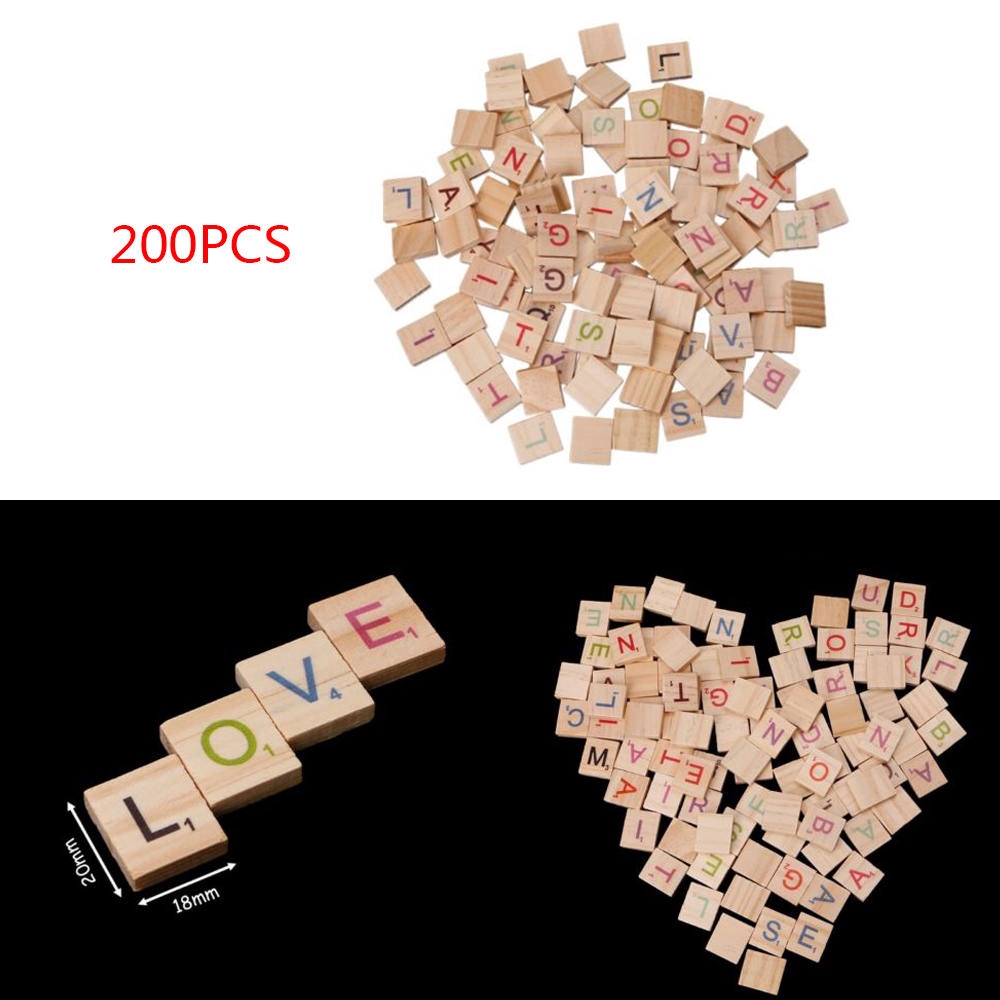 Bộ 200 khối gỗ họa tiết bảng chữ cái dành cho trẻ em