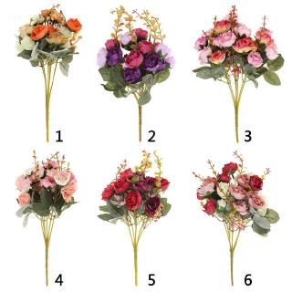 Bó 21 Hoa Hồng Giả Bằng Lụa Nhiều Màu Tùy Chọn Trang Trí Đa Dụng