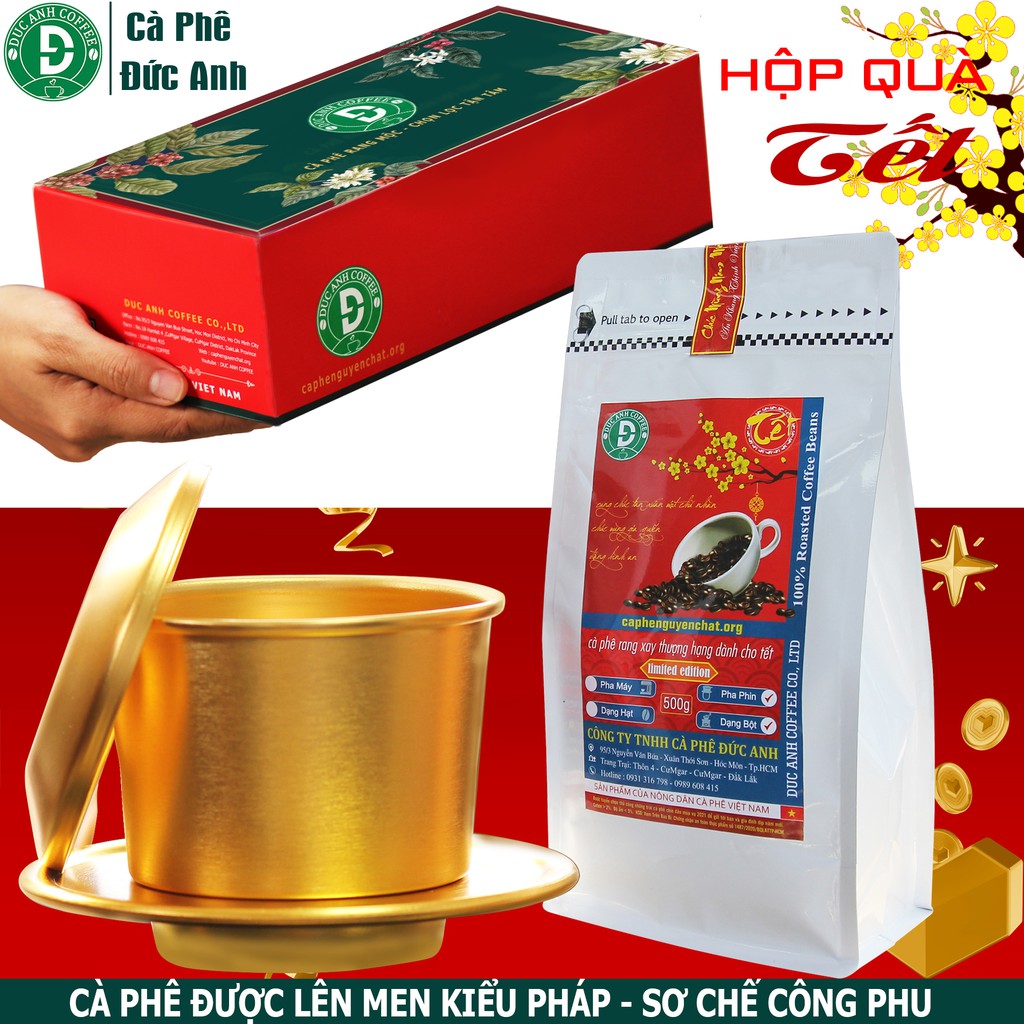 [Hộp Quà Tết] Cà Phê Tết Siêu Đặc Biệt số lượng giới hạn - cafe rang mộc nguyên chất chế biến ướt -· DUC ANH COFFE