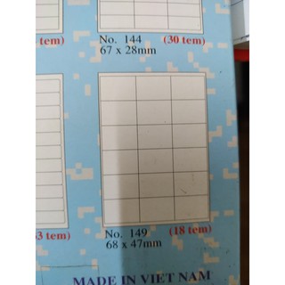 [CHAT SHOP NHẮN MÃ] Giấy dán nhãn Tomy A4