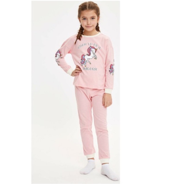 Bộ cotton dài tay bé gái