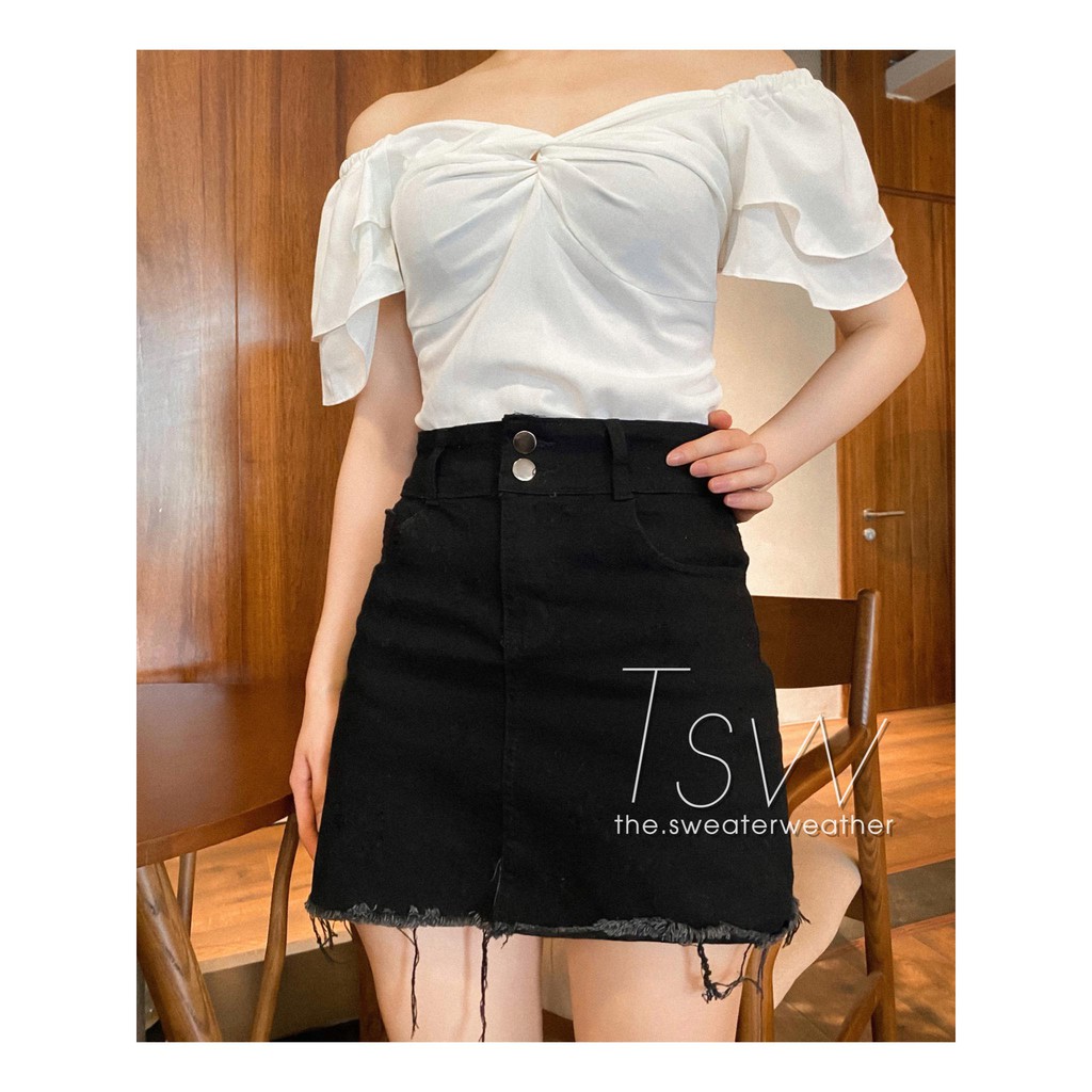 [Mã FAXANH55 giảm 10K đơn 50K] Chân váy bò chữ A rách gấu 801 (Ảnh thật) | BigBuy360 - bigbuy360.vn
