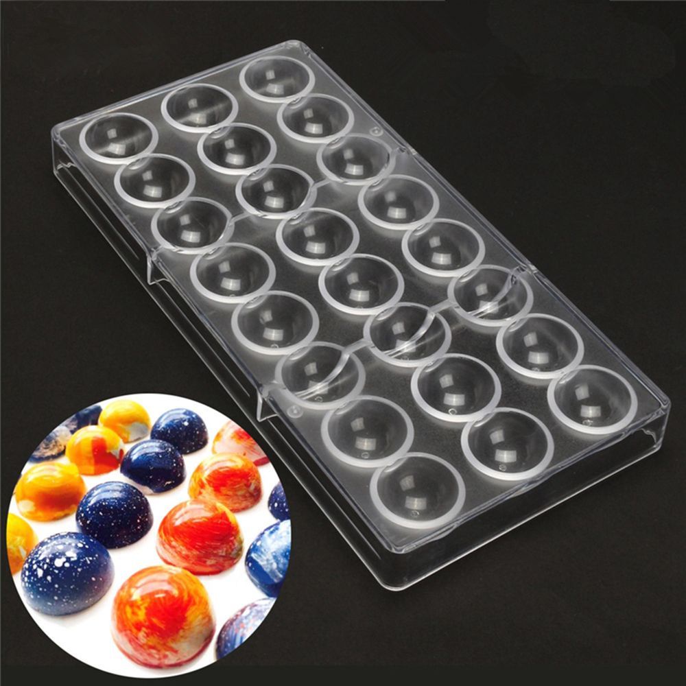 Khuôn Làm Bánh Mousse / Sô Cô La / Kẹo Ngọt / Bánh Kem Hình Cầu 24 Ngăn Bằng Polycarbonate Cứng Trong Suốt Diy