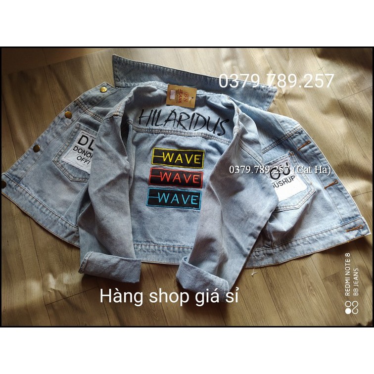 Aó khoác jean nữ xám xanh như hình form dưới 58Kg Wave BB34