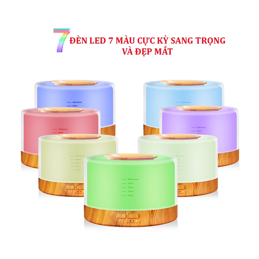 Máy Xông Tinh Dầu Phun Sương Tạo Ẩm Trụ Dung Tích 500ml Tặng Điều Khiển Giúp Thơm Phòng Tự Ngắt Khi Hết Nước