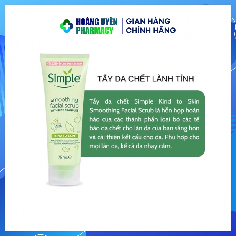 Tẩy tế bào chết Simple Kind to Skin Soothing Facial scrub 75ml