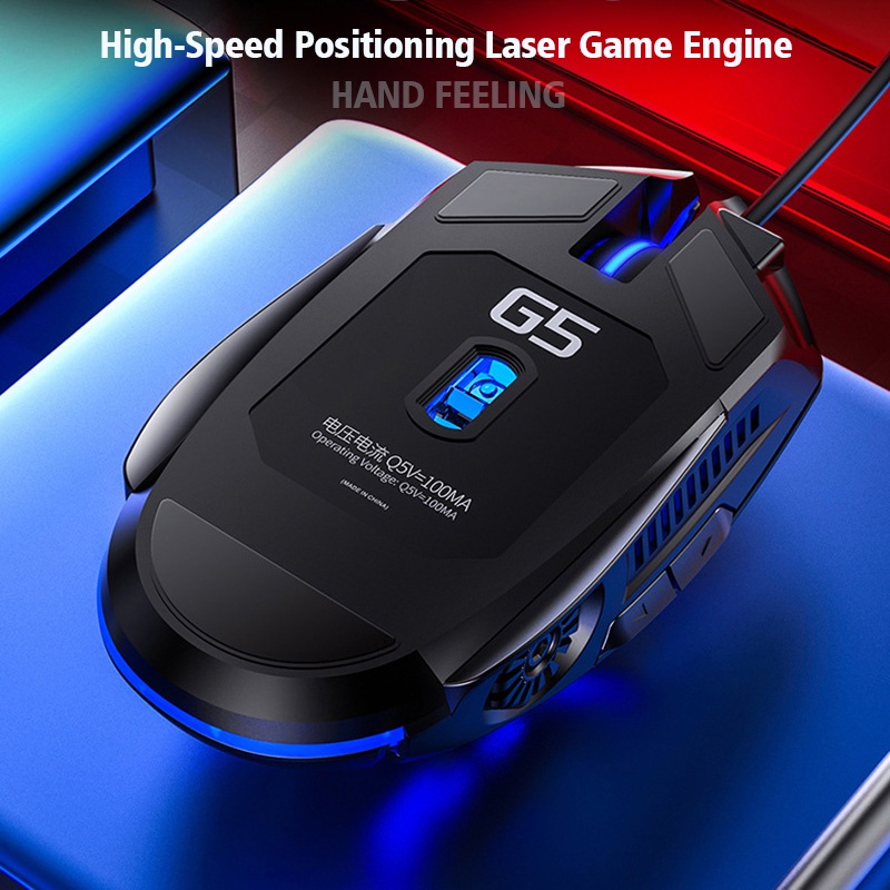 Chuột chơi game HdoorLink có dây không gây tiếng ồn đèn nền LED 3200DPI 7 màu 6 nút cho máy tính PC/laptop